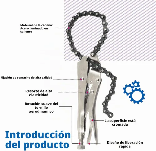 Vista 6 de Glarks 2 abrazaderas de cadena de bloqueo de 9 pulgadas con cadena de 20 pulgadas, llave de tornillo de banco de cadena de alta resistencia