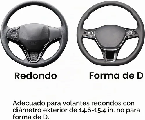 Vista 4 de ALEMODR Funda universal para volante de cuero negro de 15 pulgadas