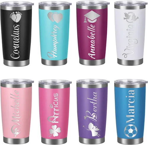 Vista 2 de Vasos personalizados con tapas, vasos personalizados con nombre grabado láser, tazas de café de viaje aisladas, regalo para mujeres, madres