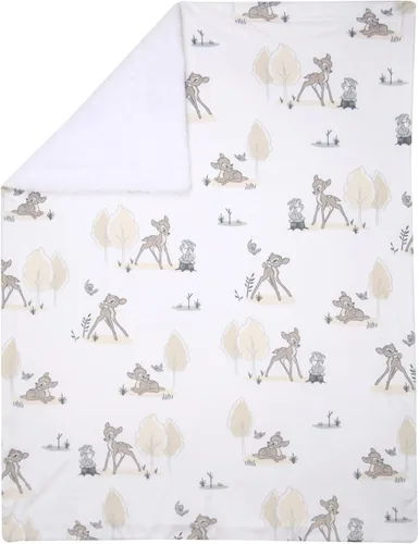 Vista 2 de Lambs & Ivy Disney Baby Bambi & Thumper White Minky/Fleece Deer - Manta para bebé