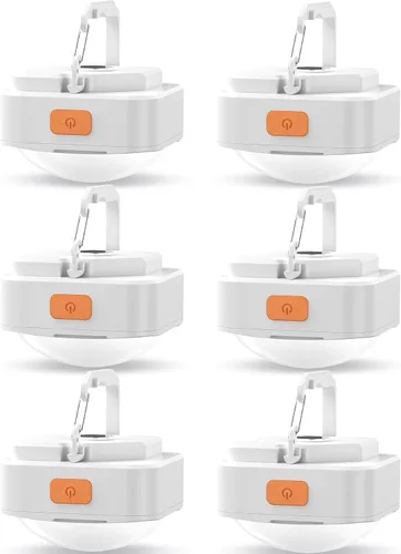 Vista 10 de Luces de campamento recargables FLY2SKY 2 piezas de luces blancas de tienda de campaña mini linterna portátil LED linterna de campamento