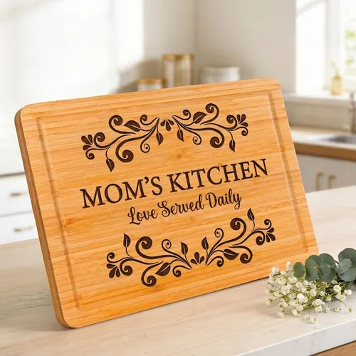 Vista 2 de Tabla de cortar personalizada como regalo para el día de la madre, mamá, abuela, esposa, decoración de cocina de madera grabada, regalo