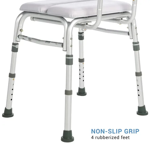 Vista 3 de Lumex - Silla de ducha acolchada de lujo con respaldo, cojines acolchados impermeables para mayor comodidad y calidez, color blanco, 7944KD-1