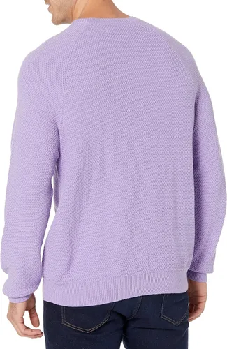 Vista 6 de Tienda Essentials Suéter de cuello redondo de algodón texturizado de gran tamaño para hombre