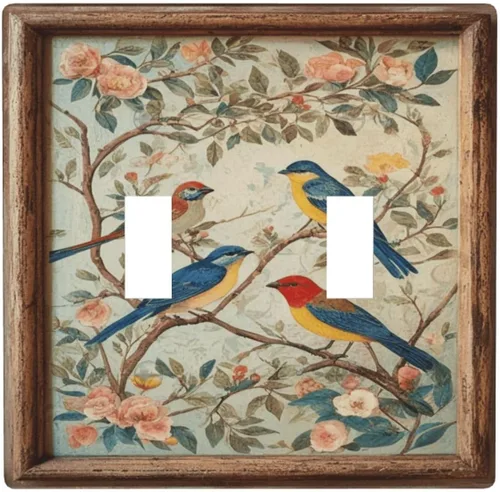 Vista 23 de Cubiertas Decorativas para Interruptores de Luz Arte de Pájaros BirdArt 1 Gang Salida Dúplex Individual Placa de Pared Placa de Interruptor Placa