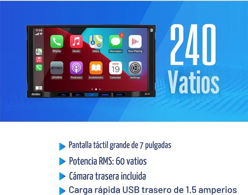 Vista 3 de [Usado] JENSEN J1CA7-BUC Apple CarPlay Android Auto certificado de 7 pulgadas Radio estéreo de coche con pantalla táctil doble DIN Llamadas
