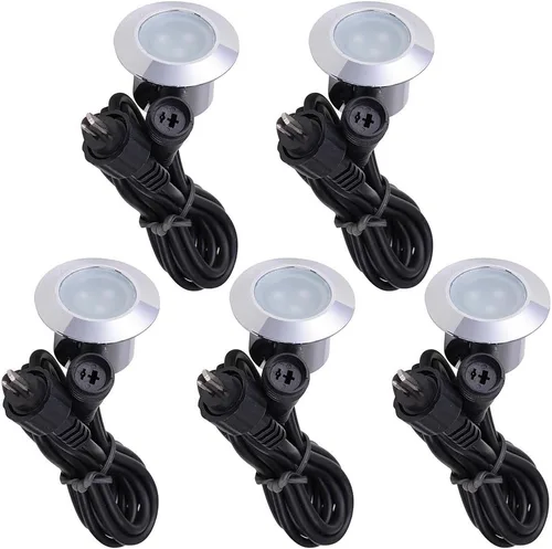 Vista 8 de Yescom Paquete de 5 luces LED de aluminio para terraza, iluminación de paisaje de bajo voltaje de 12 V, blanco cálido de 3000 K, IP67, impermeable
