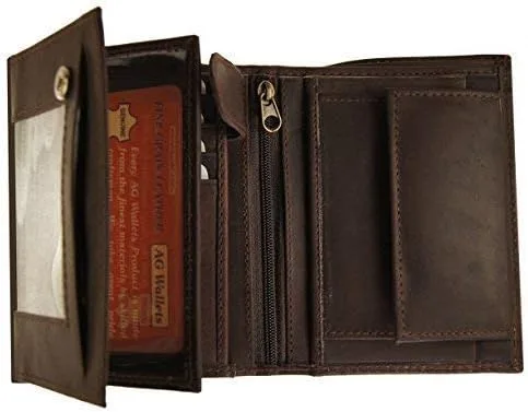 Vista 4 de AG Wallets Cartera de piel de vacuno grande europea de triple pliegue hipster