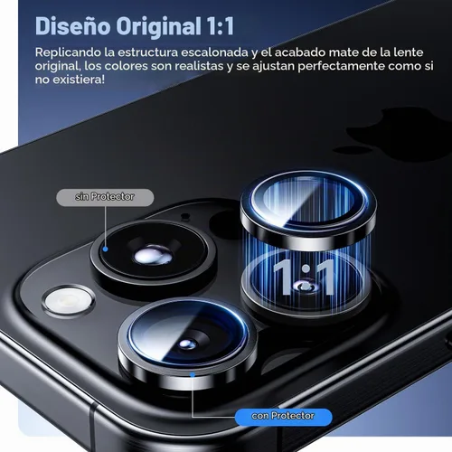 Vista 2 de Hoerrye para iPhone 16 Pro Max/iPhone 16 Pro Protector de Lente de Cámara - [1:1 Mantiene el Diseño Original de la Lente y 10X a prueba de roturas]