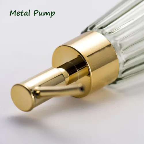 Vista 3 de Dispensador de jabón, bomba de jabón de vidrio transparente, bomba de metal, dispensador de loción para varios líquidos, 10.1 fl oz/10.1 oz