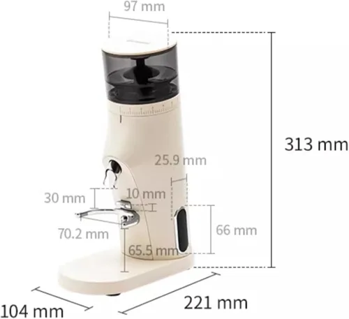 Vista 5 de Molinillo de café eléctrico, molinillo automático de café expreso, con rebabas cónicas de 1.496 pulgadas, 60 ajustes de precisión de molienda