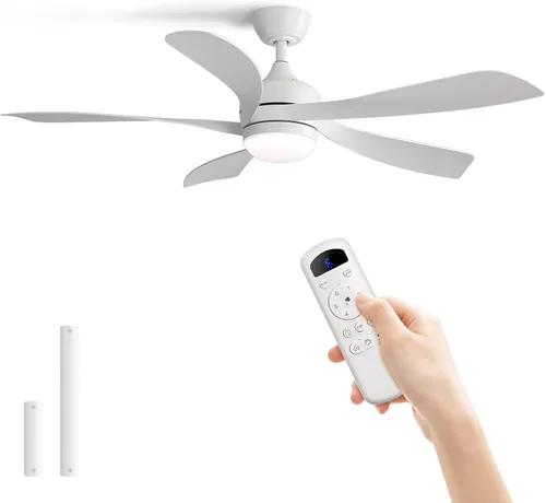 Vista 17 de Sofucor Ventilador de techo inteligente de 52", ventiladores de techo blancos para interiores/exteriores con luces y control remoto, funciona