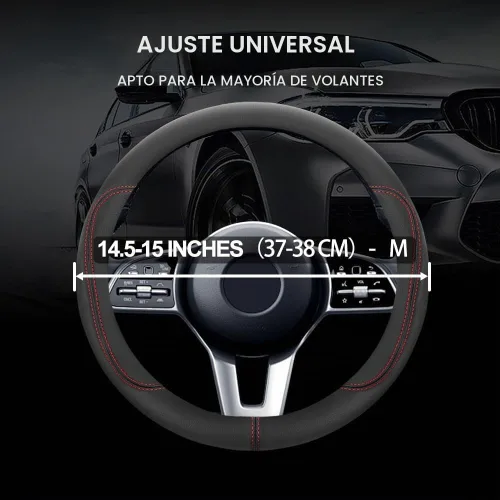 Vista 2 de Szttswamp - Funda para volante de automóvil, piel de microfibra, 14.5-15 pulgadas (negro)