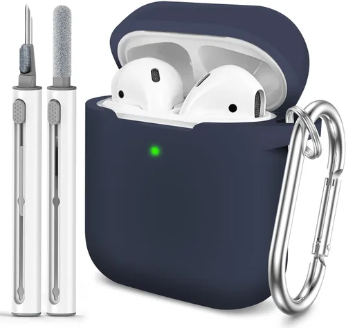 Vista 20 de Funda Protectora para AirPods 1/2, viene con kit de limpieza, funda protectora de silicona suave con hebilla, compatible con estuche de carga