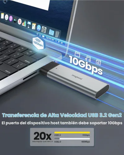 Vista 2 de MOGOOD Carcasa SSD, adaptador NVMe USB 3.2 Gen 2, funda USB tipo C M.2