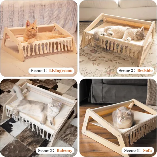 Vista 6 de CHEERHOME PETS Hamaca refrescante para gatos con funda extraíble lavable, sofá para mascotas, sofá para gatos de interior, silla elevada de gatito