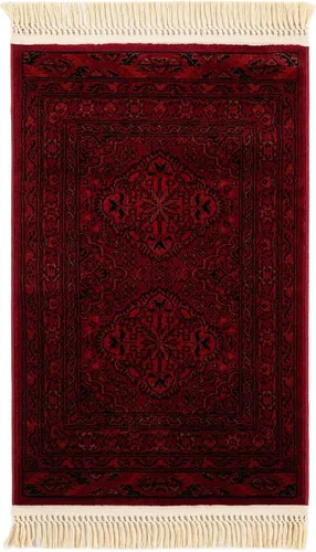 Vista 2 de Unique Loom Tekke Collection Zeravshan - Alfombra rectangular de 2 x 3 pies 1 pulgada, color rojo y negro