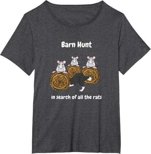 Vista 19 de Funny Barn Hunt - En busca de las ratas con Border Collie Camiseta, Negro