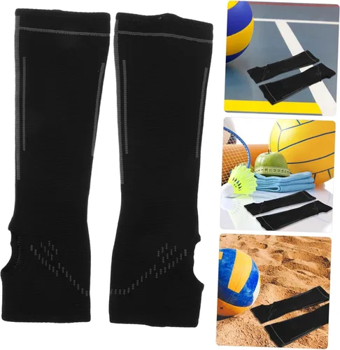 Vista 9 de Deportes Brazo Protectores Voleibol Antebrazo Mangas Conjunto Hombres Mangas de Compresión Cobertura Extendida Negro