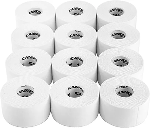 Vista 14 de Cannon Sports Cinta atlética de alta calidad, 1.5 pulgadas x 45 pies por rollo, fácil de rasgar, sin residuos pegajosos, muy fuerte, hipoalergénica