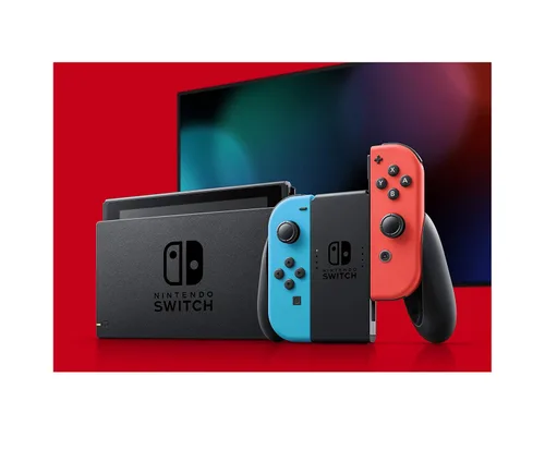 Vista 7 de Nintendo Switch V2 Game Console - Black HAC-001-01 w OEM BlueRed Joycon Renewed