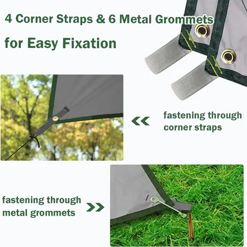 Vista 5 de AYAMAYA Tent Footprint, PU 3000 Waterproof Tent Ground Cloth Large Size for 2-8 Person Family Camping Tents Ground Sheet Mat with 6 Tent Stakes for