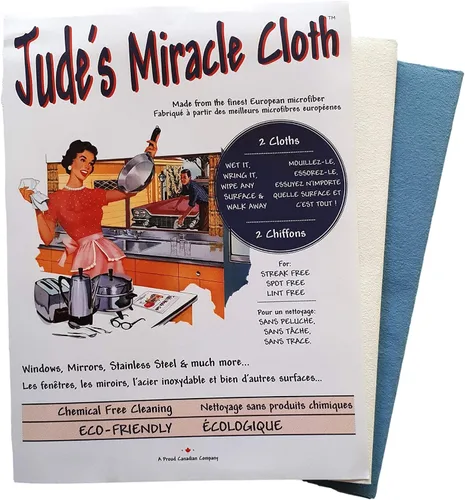 Vista 6 de Jude's Miracle Cloth Paquete de 2 paños de limpieza de microfibra para ventanas, espejos, lentes de cristal, para TV, pantalla de computadora