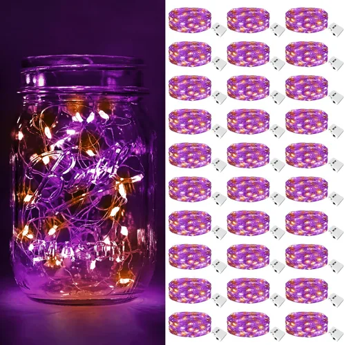 Vista 29 de btfarm - Paquete de 6 luces de hadas con pilas, luces parpadeantes con 3 modos