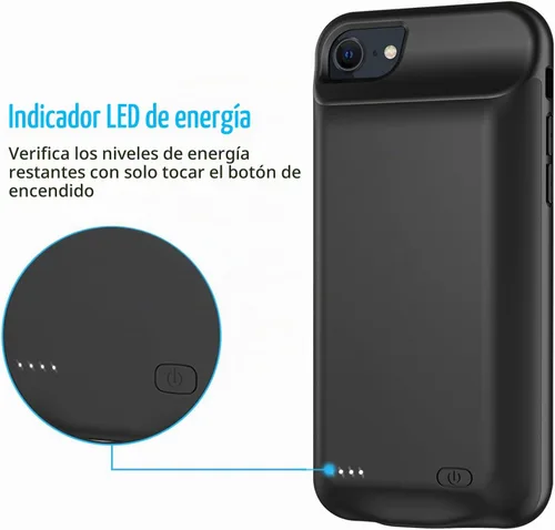 Vista 3 de Funda de batería para iPhone 6/6s/7/8/SE 2/SE 3, 10000mAh mejorada de alta capacidad, portátil, funda de carga protectora compatible con iPhone