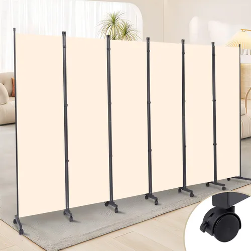 Vista 14 de Room Divider Large 1 Panel Privacy Screen,Portable Room Partition on Wheels Beige