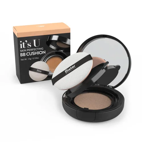 Vista 2 de Sistar Skin Perfecting BB Cushion Cobertura completa de larga duración Natural Glow Foundation On The Go Case With Mirror (Luz)