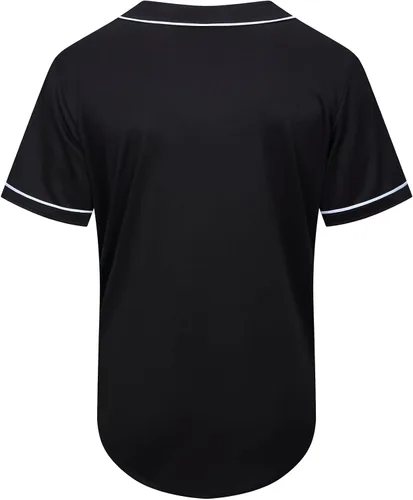 Vista 3 de Camisa de béisbol lisa en blanco, camisas de manga corta con botones, uniforme deportivo de hip hop para hombres y mujeres adultos