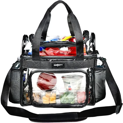 Vista 8 de Mochila grande transparente, mochila resistente transparente de PVC transparente, Negro (Gym Black)