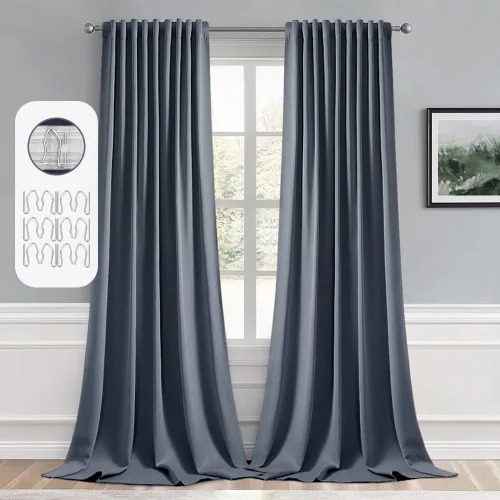 Vista 70 de MIULEE Cortinas opacas con pestaña trasera de 63 pulgadas de largo, juego de 2 paneles para sala de estar, dormitorio, privacidad, bolsillo