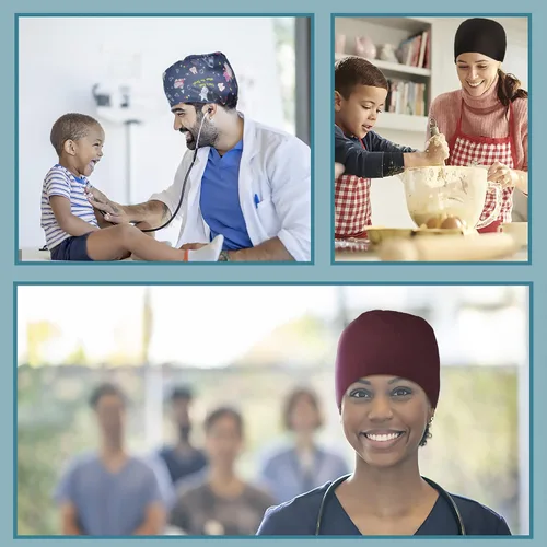 Vista 6 de 5 gorras de trabajo con botones y banda para el sudor gorras ajustables para mujer sombrero de médico talla única
