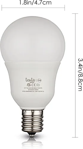 Vista 3 de Bombilla LED E17 de luz diurna 6000k 40 W de repuesto 5 vatios solamente Bombillas LED de globo de base intermedia E17 paquete de 4 bombillas LED
