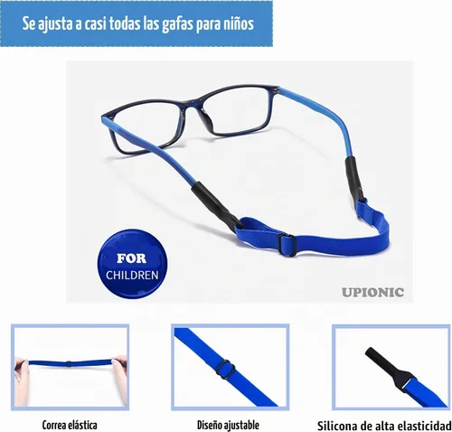 Vista 3 de Correa ajustable para lentes para niños, 5 correas sin cola, correa de soporte para lentes para niños y niñas Negro