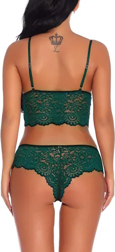 Vista 5 de Conjunto sexy de bralette y bragas de encaje para mujer (2 piezas, talla S-XXL)