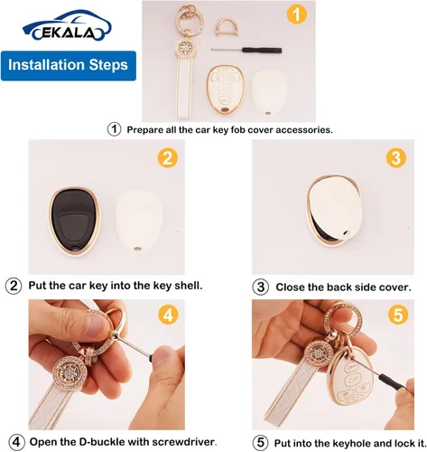 Vista 4 de EKALA TPU Key Fob Cover, Key Fob Protector with Bling Key Fob Keychain