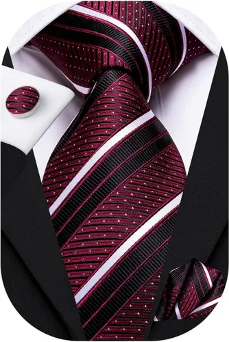 Vista 216 de Hi-Tie Corbatas de seda para hombre, diseño de cachemira a rayas, con bolsillo, gemelos cuadrados, conjunto formal de negocios