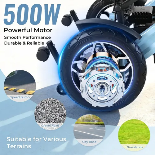 Vista 6 de YL002 Silla de ruedas eléctrica plegable ligera para adultos y personas mayores, motores duales de 500W sin escobillas, alcance de 30 millas