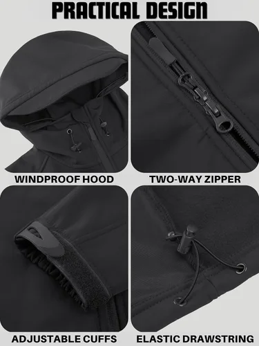 Vista 5 de TACVASEN Chaqueta táctica para hombre con capucha, resistente al agua, para operaciones especiales, militar, softshell