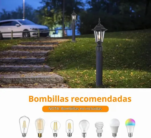 Vista 5 de LIT-PaTH Luz de poste al aire libre, lámpara de poste de aluminio Acabado negro