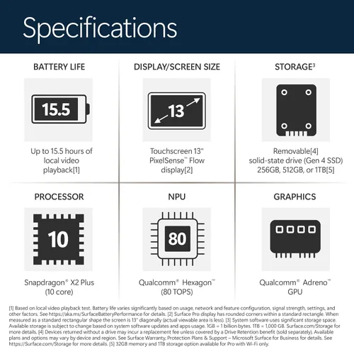 Vista 9 de Microsoft Surface Pro (2026), portátil 2 en 1 de rendimiento premium de 13 pulgadas, procesador Snapdragon X2 Plus, pantalla táctil, 16 GB de RAM
