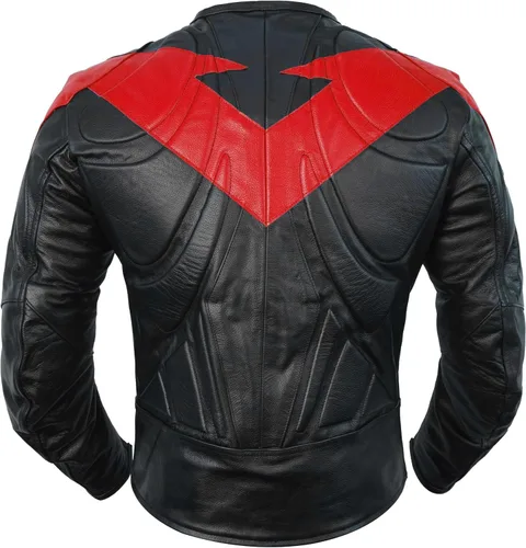 Vista 2 de LP-FACON Chaqueta protectora de cuero para motocicleta para hombre, chaqueta acolchada para motociclista, chaqueta de motocicleta para hombre