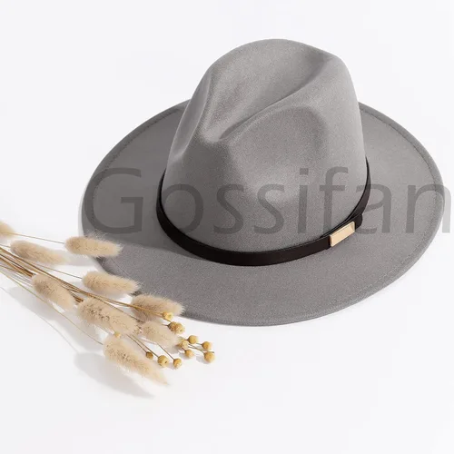 Vista 42 de Sombreros Fedora para hombre, sombrero Panamá de ala ancha con cinturón clásico Unisex Felt Fedora, Adjustable Fit, Breathable Sweatband, All-Day
