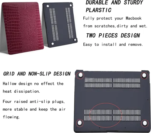 Vista 5 de Compatible con MacBook Air de 15 pulgadas M3 M2 Retina y Touch ID Case 2024 2023 A3114 A2941, funda protectora de piel de plástico para laptop