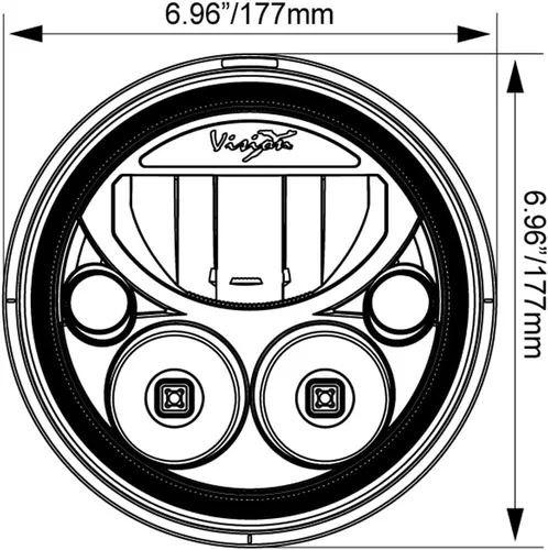 Vista 6 de Vision X Lighting (XIL-7RDBKIT) Faro LED redondo VX de 7 pulgadas con halo bajo-alto, kit de 2 luces, cara cromada negra