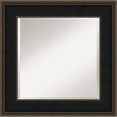 Vista 49 de Amanti Art Espejo de pared marrón de 26 x 22 pulgadas, espejo rectangular de baño de Alejandría marrón rústico para decoración de pared, sala