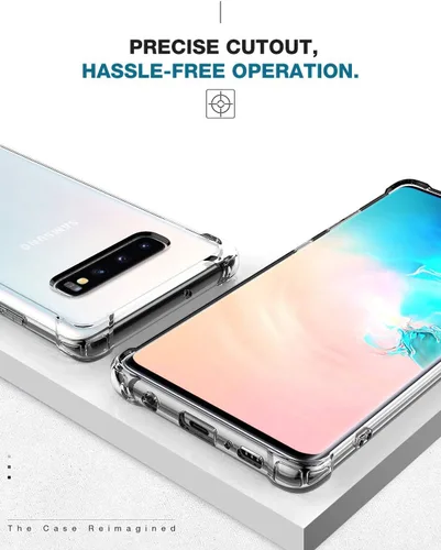 Vista 6 de KIOMY Funda transparente para Samsung Galaxy S10+ / S10 Plus, esquinas de bolsa de aire, a prueba de golpes, funda protectora para teléfono, diseño